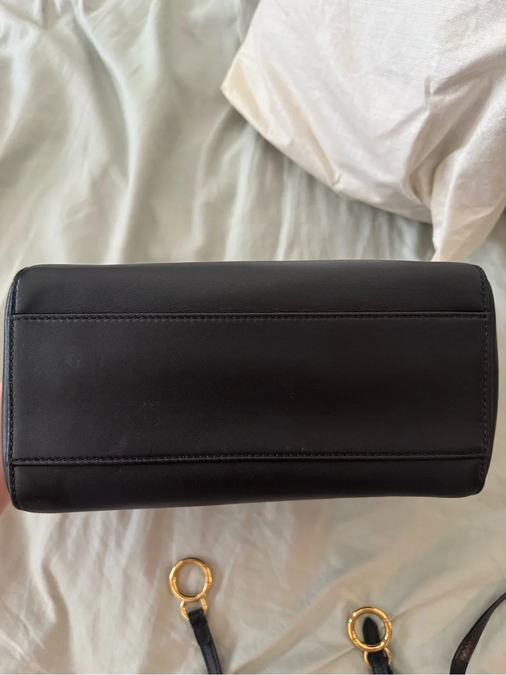 Fendi Black Mini 23cm Peekaboo Shoulder Bag Calfskin Leather
